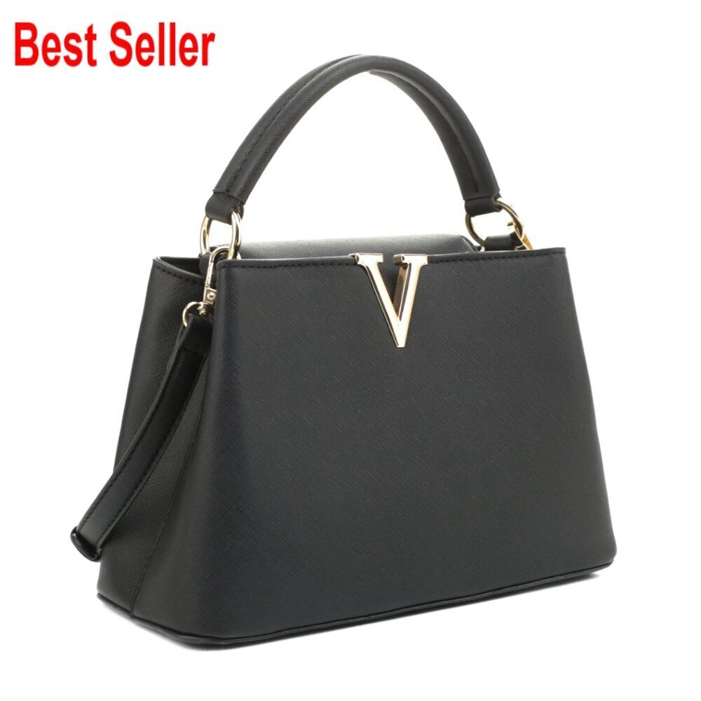 Faux Leather Satchel Bag with Top Handle and Adjustable Shoulder Strap